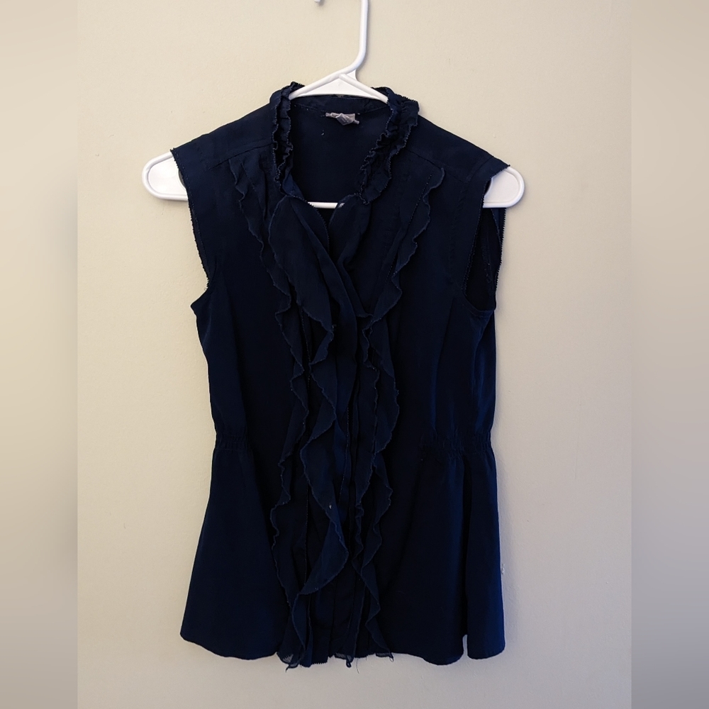 NAVY Blue Small Blouse Converse with Working Buttons